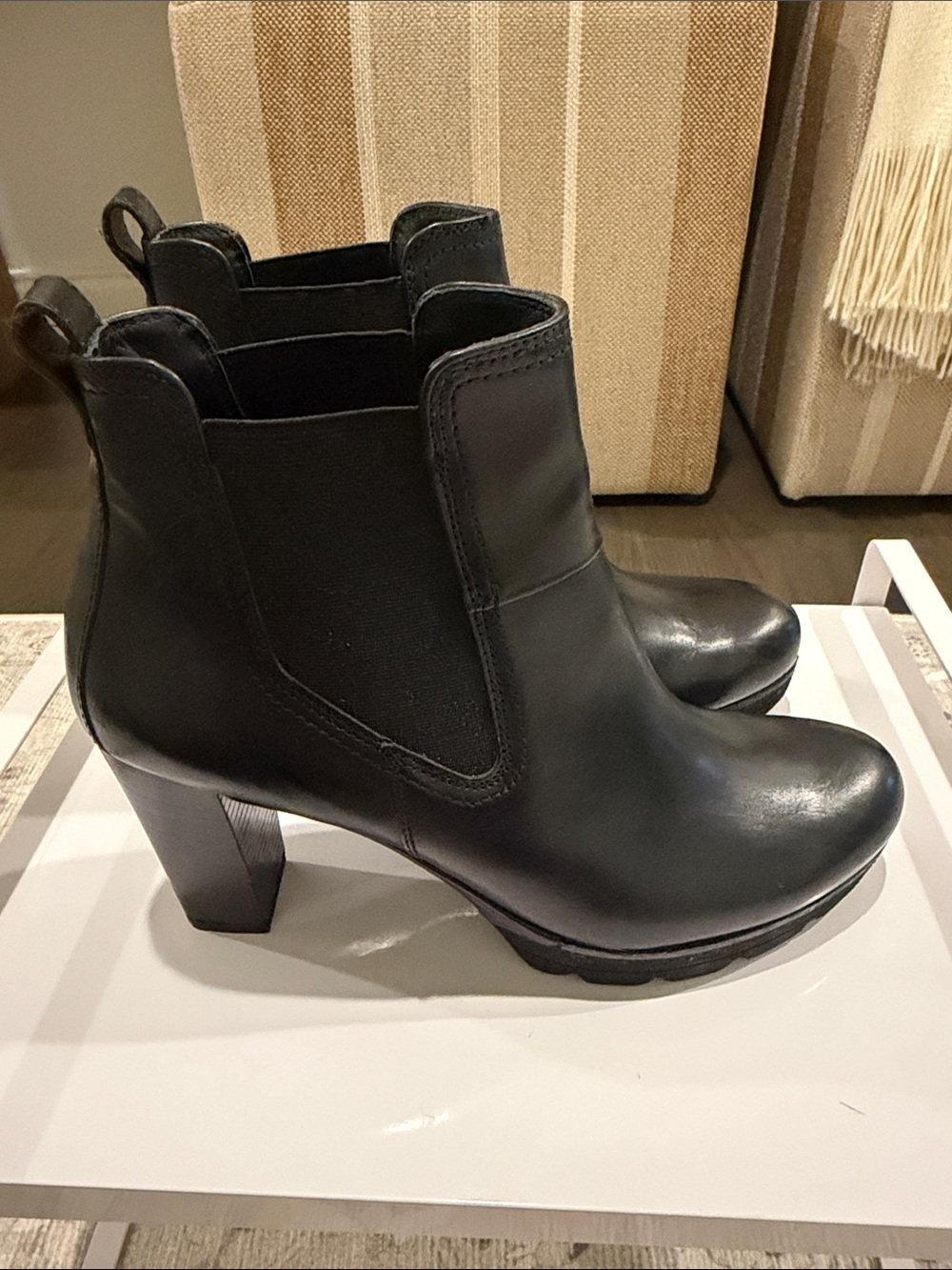 Paul Green Black Leather Chelsea Ankle Boots